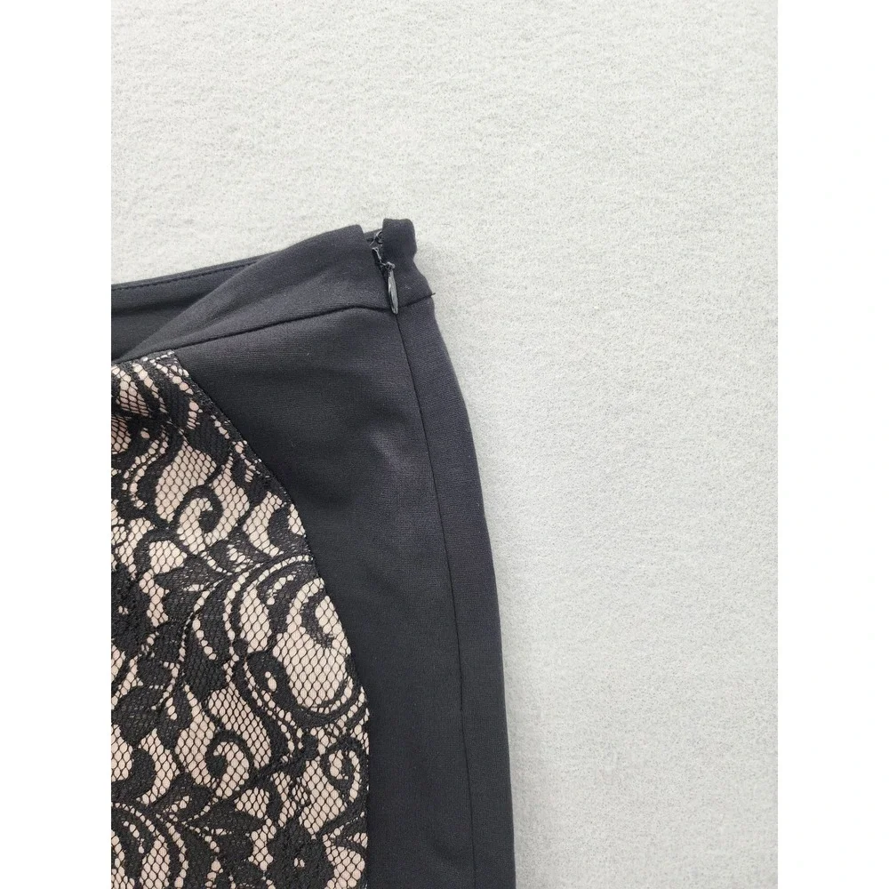 The Limited Black Lace Panel Pencil Skirt Size 8 Professional Workwear Chic 80s